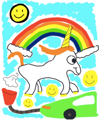 Illustration for article titled Elon Musk’s Cryptic Art Suggests Unicorn Fart-Powered Teslas